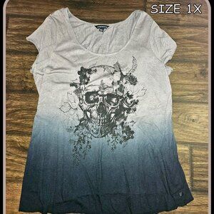 SKULL OMBRE BLOUSE-SIZE 1X